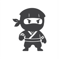 A determined chibi ninja ready for stealthy adventure in a simplified modern art style illustrated with bold lines and