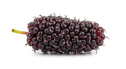 Fresh Ripe Mulberry Fruit Isolated White Background.