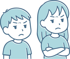 イライラしている女の子と男の子のイラスト、
Illustration of an irritated girl and boy
