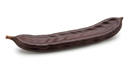 Single Carob Pod Isolated on White Background 1.