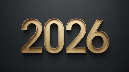 Golden year 2026 numbers on a dark textured background