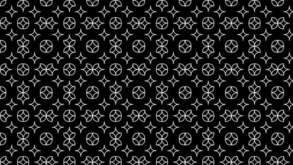 Abstract Floral Geometric Pattern Background in Black and White