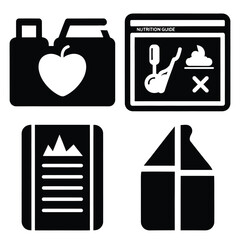 nutrition guide vector icons– simple hospital and medical safety symbols