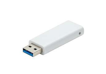 White usb drive memory stick isolated on transparent background