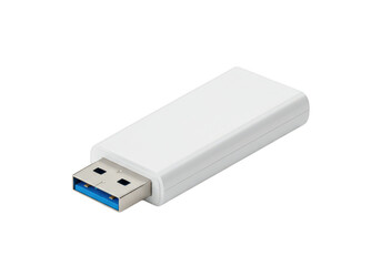 White usb flash drive memory stick isolated on transparent background