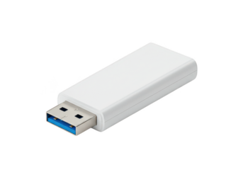 White usb flash drive memory stick isolated on transparent background