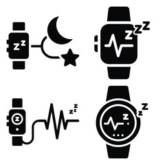 sleep monitor vector icons– simple hospital and medical safety symbols