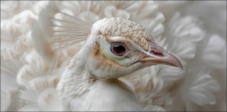 Close-up of a White Turkey Head and Feathers.