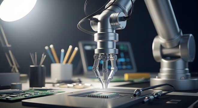 Robotic arm precision placement process in industry