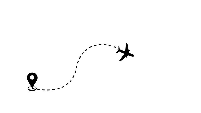 Dotted route or way of airplane. Flying From The starting Point to the end destination . .for navigation, battlefield, travel, and direction. 4k video.
