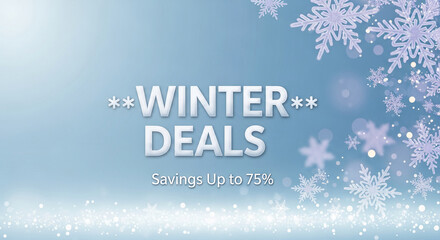 Image of winter snowflake decorations on light blue background, showing winter sales concept, representing holiday promotion, for retail or advertising needs