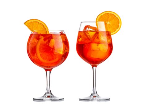  Two-Variation Aperol Spritz Cocktail Glass Collection, isolated on transparent background - Powered by Adobe