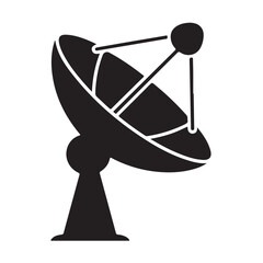 Black silhouette of a satellite dish antenna, a communication device