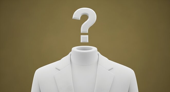 Conceptual image of a person with a question mark for a head