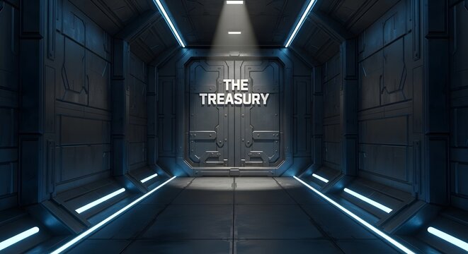 Modern treasury vault interior entrance