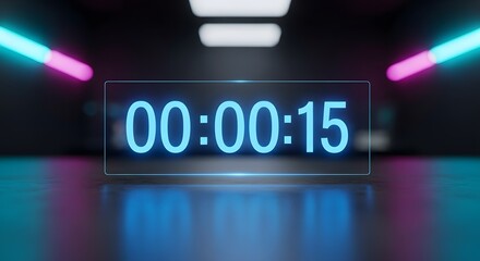 Digital timer counting down on modern room background