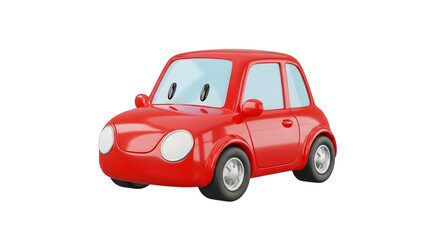 Cartoon red car character isolated on transparent background