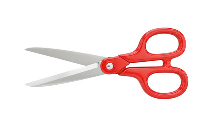 Red handled scissors cutting tool isolated on transparent background