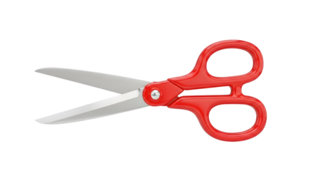 Red handled scissors cutting tool isolated on transparent background