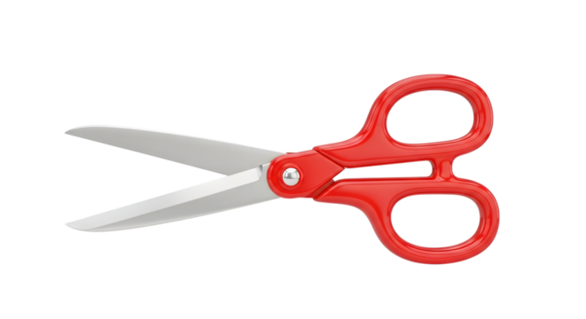Red handled scissors cutting tool isolated on transparent background - Powered by Adobe