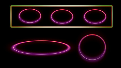 Neon Oval and Rectangle Frames Set