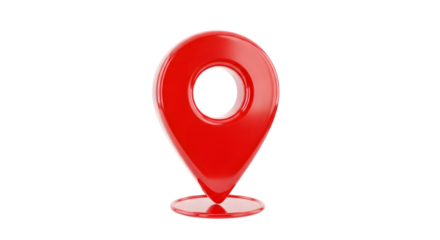 Red map pointer location pin isolated on transparent background