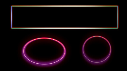 Abstract Neon Frames and Circles Set