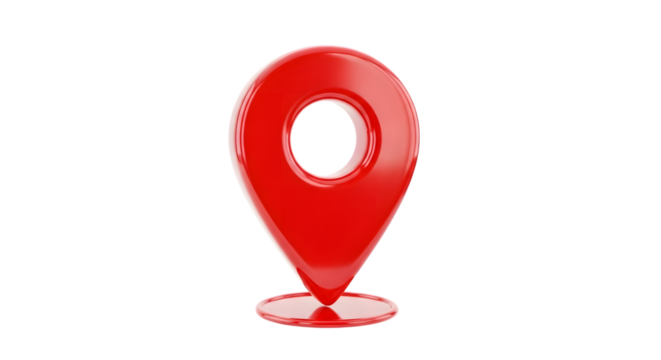 Red map pointer location pin isolated on transparent background