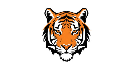Fierce tiger face illustration with orange and black stripes