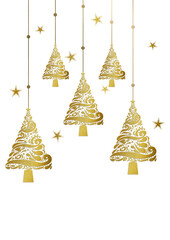 Elegant Gold Hanging Christmas Trees Decoration 