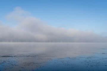 foggy November morning over the Tennessee River at Colbert Ferry Park, Natchez Trace Parkway