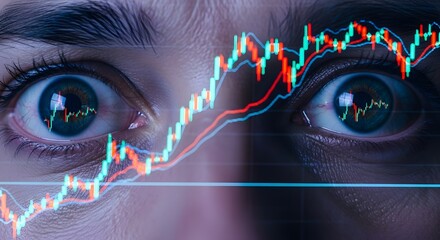 Stock market chart reflected in the eyes 