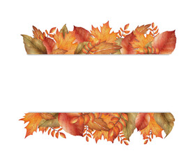 Autumn Leaves watercolor Decorative Border Design