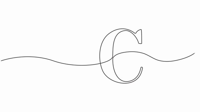 Animated continuous one line drawing of capital letter C. Educational handwriting video for children to learn letter formation and writing direction.