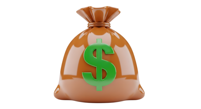 Money bag with dollar sign isolated on transparent background
