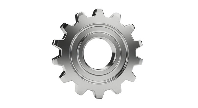 Shiny metal sprocket gear isolated on transparent background