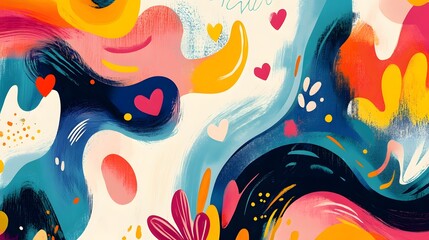 Vibrant Abstract Fluid Artwork with Colorful Organic Shapes and Dynamic Composition