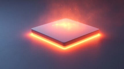 Glowing Neon Cube Abstract 3D Geometric Digital Art Visualization