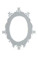 Ornate light blue lace-embossed oval frame with delicate symmetrical detailing. Perfect for romantic posters, wedding invitations, vintage collages, and refined decorative compositions.