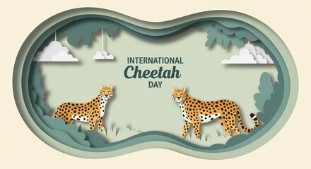 International cheetah day celebration with artistic safari theme for conservation awareness