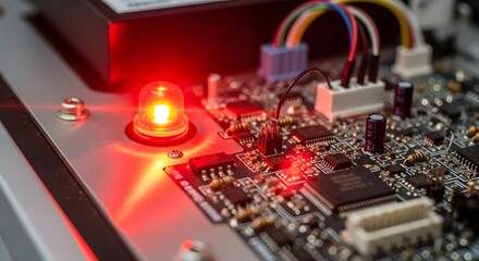 Electronic circuit board with warning light