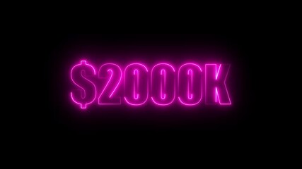 Purple neon $700K number for finance and success themed animated.Perfect for financial video animation on backgrounds, digital currency, or futuristic money themes.