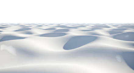 Gentle white sand dunes with soft shadows under a clear sky isolated on a transparent background desert