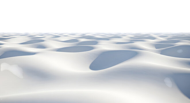Gentle white sand dunes with soft shadows under a clear sky isolated on a transparent background desert - Powered by Adobe