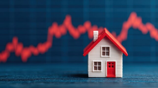 Real estate crisis analysis house chart sliding down gdp graph exploring economic trends and impacts