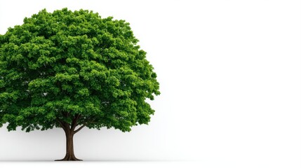 Isolated tree on white background representing environmental standards in natural settings for eco-conscious design