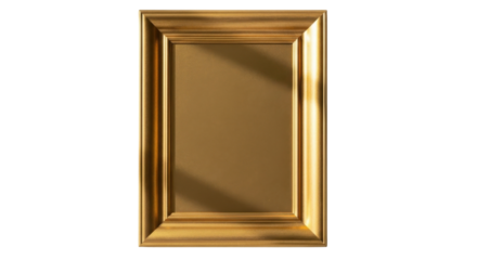 Empty ornate gold picture frame isolated PNG with Transparent Background