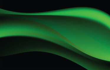 Dynamic abstract background featuring smooth, flowing green light waves against a deep black backdrop, evoking a sense of motion, energy, and digital elegance