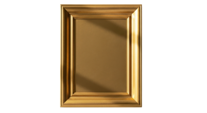 Empty ornate gold picture frame isolated PNG with Transparent Background