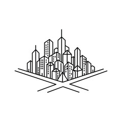 Fototapeta premium A simple line art illustration of a city skyline isolated on